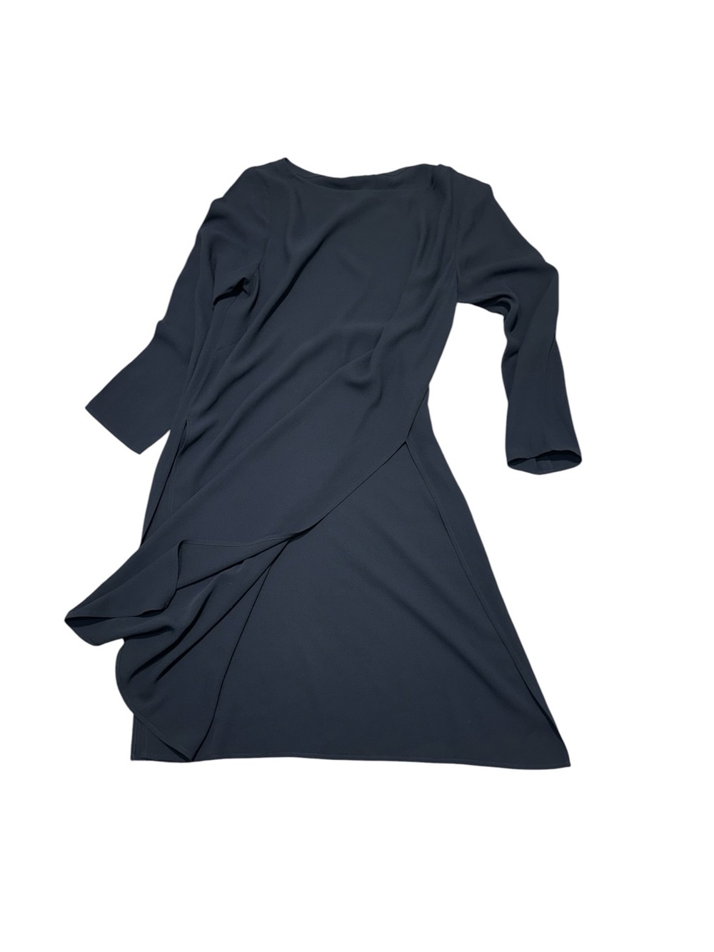 Eileen Fisher Womens M Black 100% Silk Tunic Dress High Side Slits Long Sleeve - Picture 10 of 13